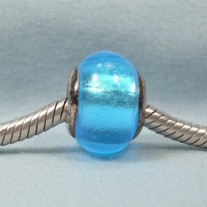 STERLING NOTRE DAME European Charm Bead-925 Silver-Blue Shimmer Glass-Solvar sd Dublin Assay Hallmark-Celtic Fighting Irish-Made In Ireland
