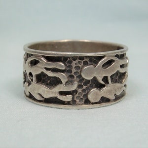 STERLING GEMINI TWINS Band Ring Sz 6-1/2 Vintage 925 Silver-Zodiac Horoscope-May June Birthdays Birth Sign-Air Element-Two Double-Stacking