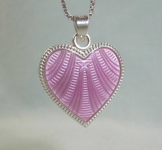 STERLING LORDS PRAYER Norwegian Heart Pendant Chain Necklace 