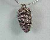1 quot STERLING PINECONE Charm Pendant Fob-Vintage Hollow Puffy 925 Silver-Conifer Tree Pine Cone Organic Plant Seed Pod-Immortality Rebirth