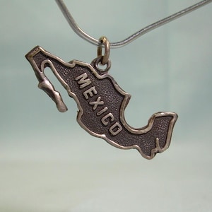 STERLING MEXICO bedelhanger - vintage 925 zilver - landkaart op wereldbol planeet Atlas