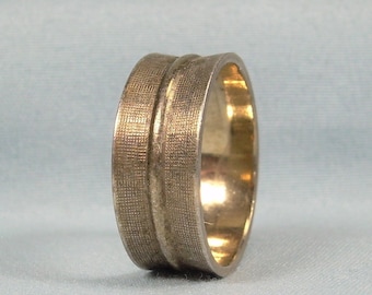 STERLING VARGAS Ring Size 7-Vintage 925 Silver-Wide Textured Convex Crosshatch Lined Banded Guilloche-Stackable Stacking Band