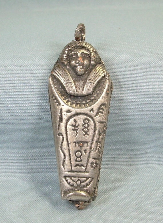 SARCOPHAGUS Pendant Charm-Vintage Silvered Copper… - image 10