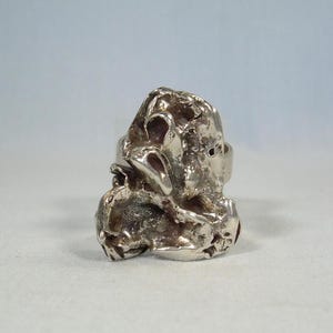 10g STERLING NUGGET Form Ring Size 4-1/2 Vintage Chunky 925 Silver-ooak Unique Abstract Brutalist Organic Sculptural Art Formation-Wide Band