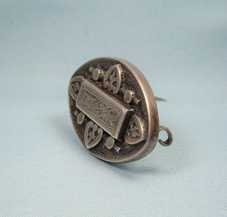 STERLING VICTORIAN MOURNING Locket Pin Brooch-Antique Vintage 925 Silver-Secret Picture Photo Hair Keepsake Box-Fancy Ornate Scrolls Frame