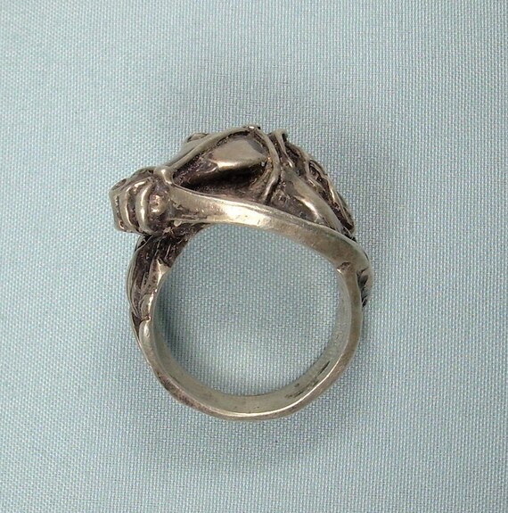 STERLING HORSE Ring-Vintage Chunky Heavy 925 Silv… - image 8