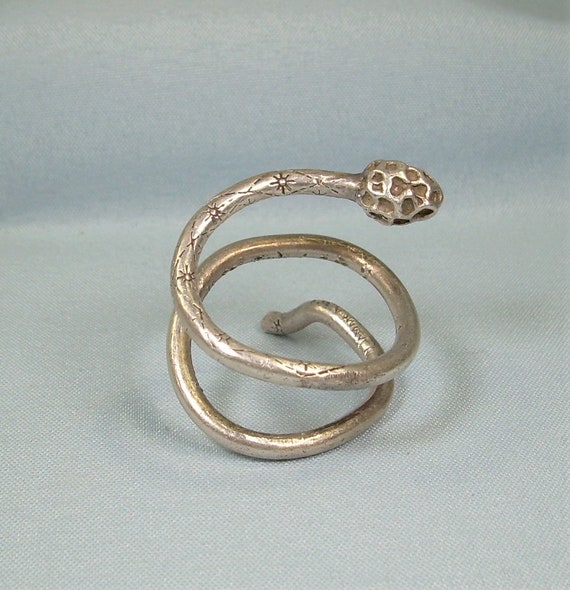 STERLING COILED SNAKE Adjustable Wrap Bypass Ring… - image 5
