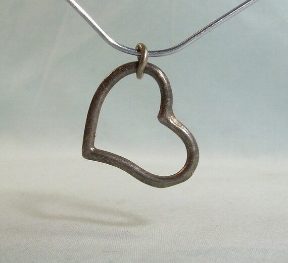 STERLING OPEN HEART Stencil Charm Pendant-Vintage… - image 2