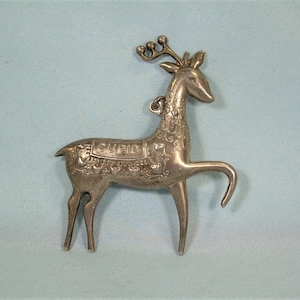 STERLING CUPID REINDEER Combo Pendant Pin Brooch Ornament-Vintage 925 Silver-Heirloom Oneida Ltd 1974 Hallmark-Christmas Tree Decoration