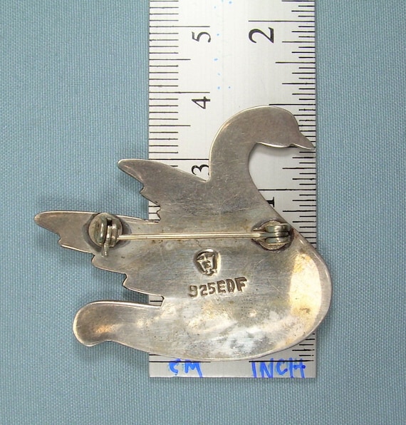 STERLING SWAN Bird Brooch Pin-Vintage Guilloche 9… - image 6