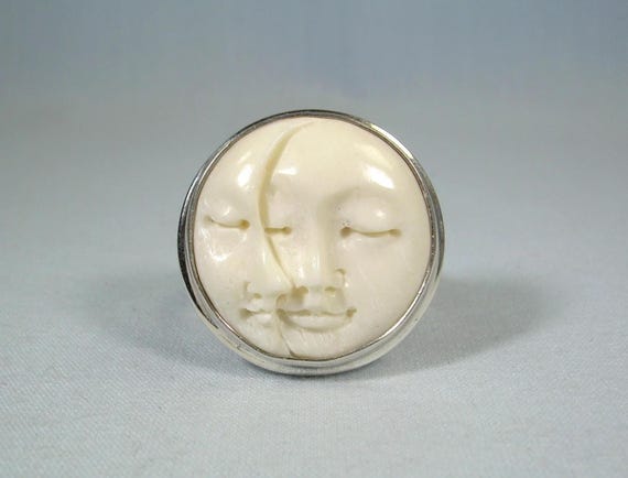 Reserved M-STERLING CELESTIAL FACES Ring Adjustab… - image 2