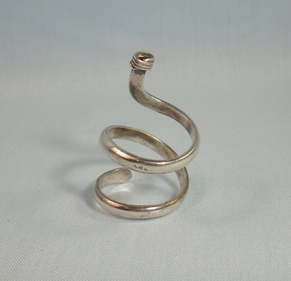 STERLING COILED SPRING Wrap Bypass Band Ring-Vint… - image 3