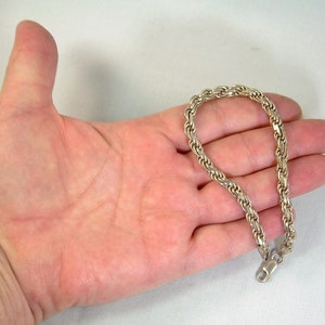 9 STERLING THICK ROPE Chain Bracelet-Vintage 925 Silver-Italy Hallmark-Solid Heavy 22.4g Thick Big Chunky Wide Byzantine Specialty Smooth image 10