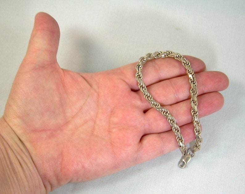 9 STERLING THICK ROPE Chain Bracelet-Vintage 925 Silver-Italy Hallmark-Solid Heavy 22.4g Thick Big Chunky Wide Byzantine Specialty Smooth image 10