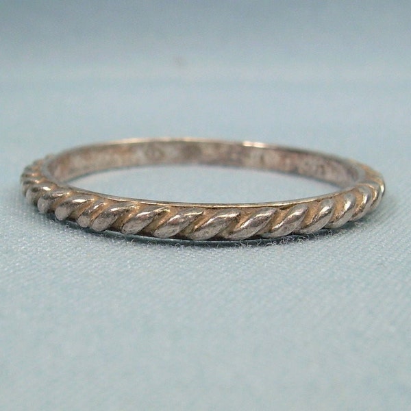 Reserved M-STERLING SILPADA Ring Size 9.75-10 Vintage 925 Silver-Braided Twisted Rope Woven Weave Twist-Thin Narrow Stacking Stackable Band