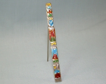 STERLING TOTEM Pole Pin Brooch-Vintage 925 Silver-Enamel-Bm Canada Hallmark-PNW Pacific Northwest Indian Alaska Haida Tlingit Fetish Animals