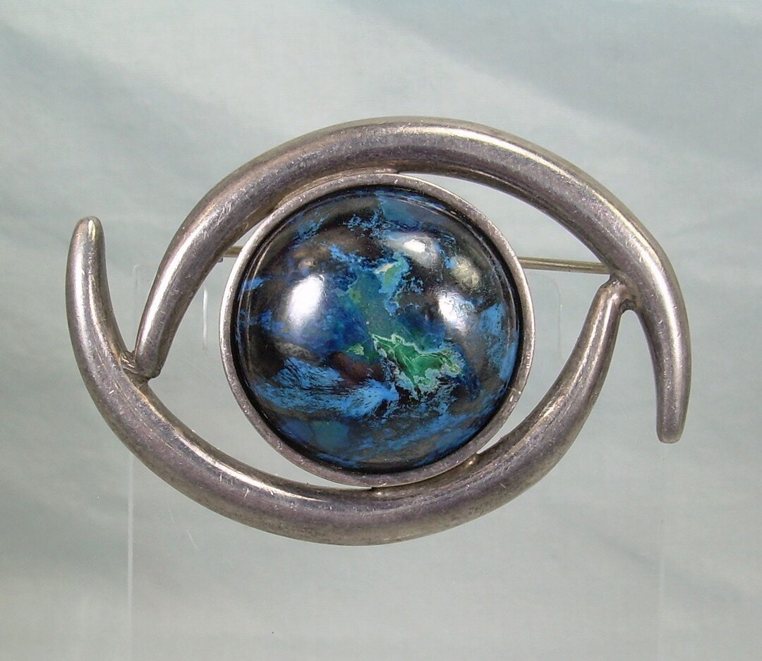 Broche Vintage œil Soleil En Aluminium - Fabriqué En France, Occasion En Bon état
