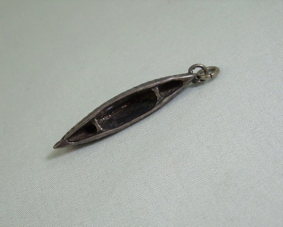 STERLING CANOE Pendant Charm-Vintage 925 Silver-3… - image 3