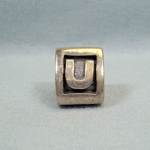 STERLING PANDORA-790323U-Letra inicial U Sello-Encanto europeo Bead-925 Plata-ALE Hallmark-Retirado