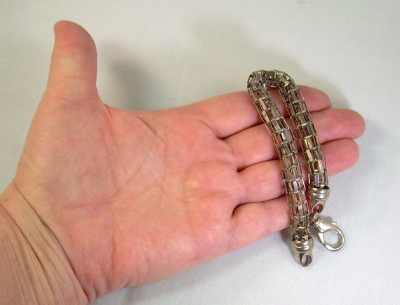 9" STERLING TUBULAR Chain Bracelet-Vintage Italy … - image 10