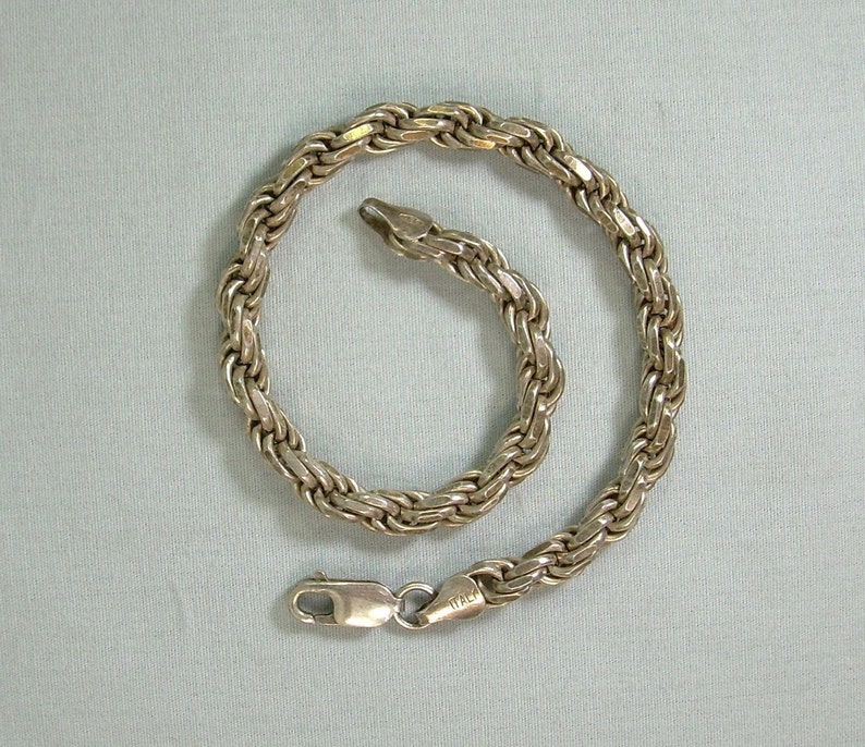 9 STERLING THICK ROPE Chain Bracelet-Vintage 925 Silver-Italy Hallmark-Solid Heavy 22.4g Thick Big Chunky Wide Byzantine Specialty Smooth image 2