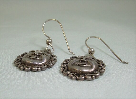 STERLING CELESTIAL Wire Hook Earrings-Vintage 925… - image 4