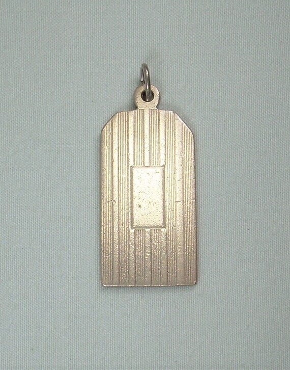 STERLING CHARLES THOMAE Tag Pendant-vintage 925 Silver-guilloche 