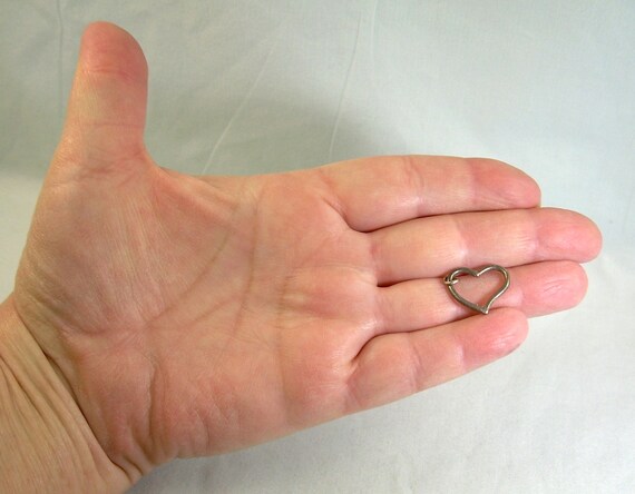 STERLING OPEN HEART Stencil Charm Pendant-Vintage… - image 7