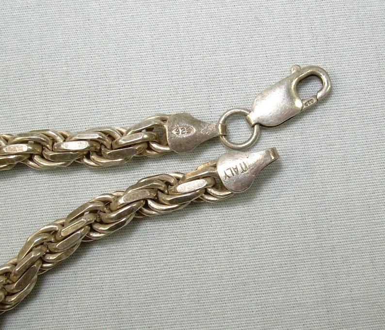 9 STERLING THICK ROPE Chain Bracelet-Vintage 925 Silver-Italy Hallmark-Solid Heavy 22.4g Thick Big Chunky Wide Byzantine Specialty Smooth image 6