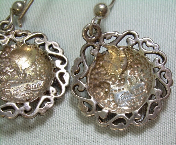 STERLING CELESTIAL Wire Hook Earrings-Vintage 925… - image 7