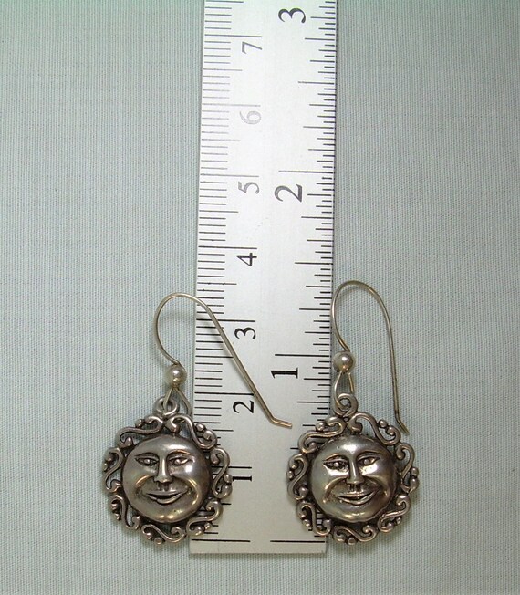 STERLING CELESTIAL Wire Hook Earrings-Vintage 925… - image 8