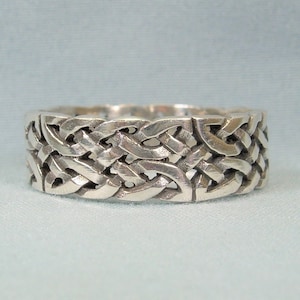 STERLING CELTIC Knot Wide Band Ring Size 12-1/2 Vintage 925 Silver-Irish Ireland Druid-Eternal Forever Promise Loyalty Faith Friendship Love