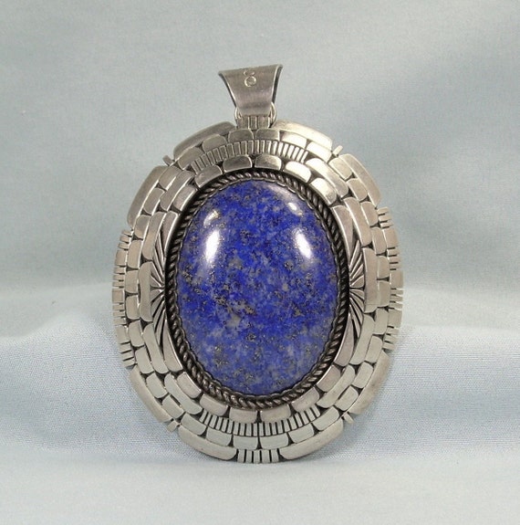 Heavy Thick Vintage Native American Navajo Rounded Lapis Sterling Silver Necklace Old Heavy Thick Vintage Native American Navajo Rounded Lapis Sterling Silver Necklace Old