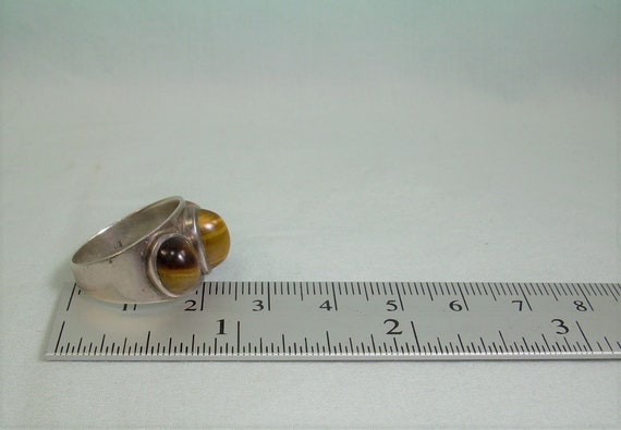 STERLING POINTED Tigers Eye Ring-Vintage 925 Silv… - image 9