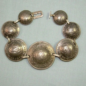 STERLING AUSTRALIA 1943 Coins Bracelet-Vintage Antique 925 Silver-WWii Soldier Trench Art-King George VI-Australian Memorabilia Keepsake
