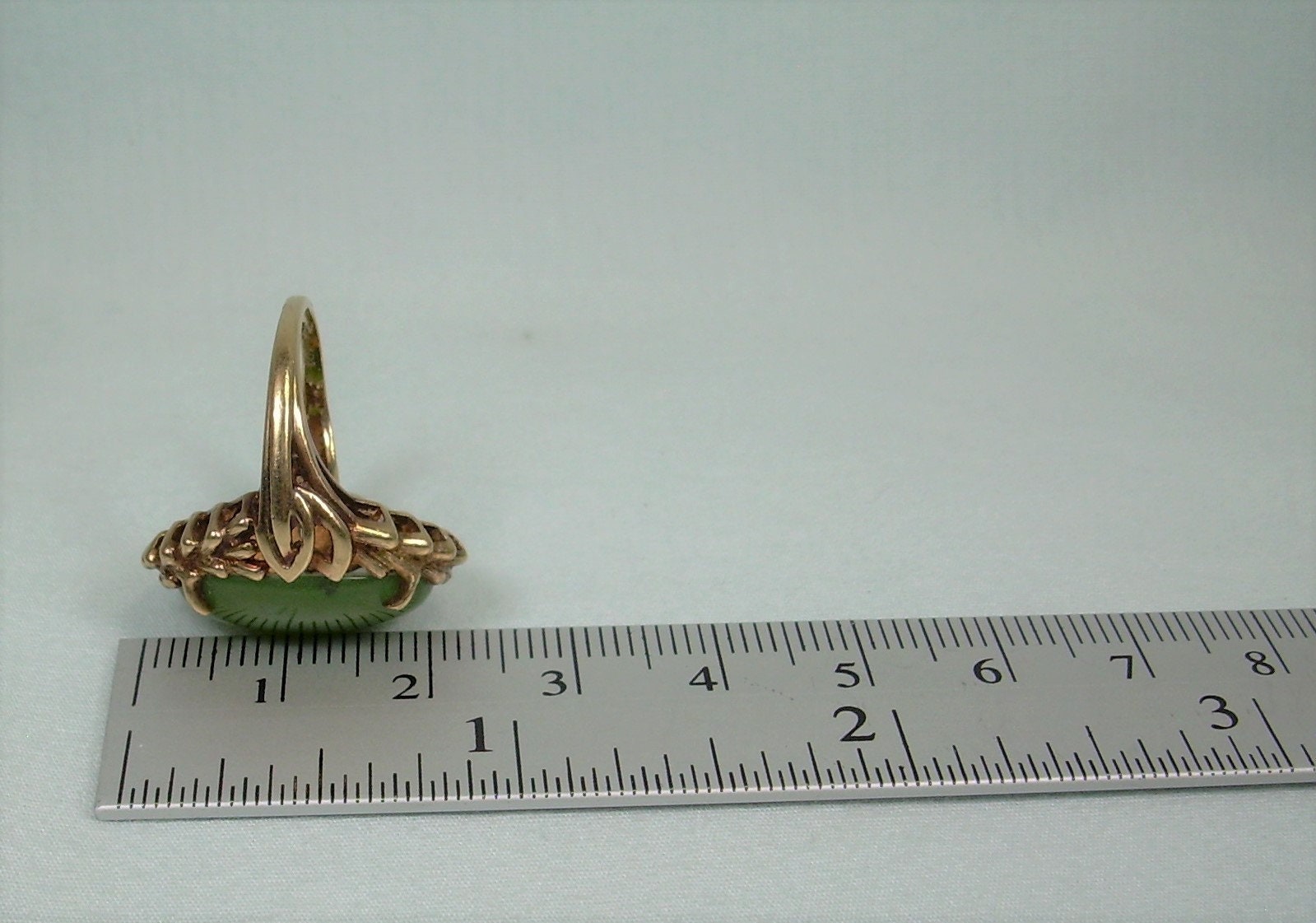6g 10K JADE Ring Size 5-vintage 10kt 417 Au Solid Yellow 6g 10K JADE Ring Size 5-vintage 10kt 417 Au Solid Yellow
