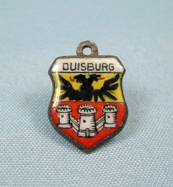 Vintage 835 Silver Enamel Duisburg Germany Travel Souvenir Shield Charm