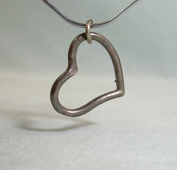 STERLING OPEN HEART Stencil Charm Pendant-Vintage… - image 1