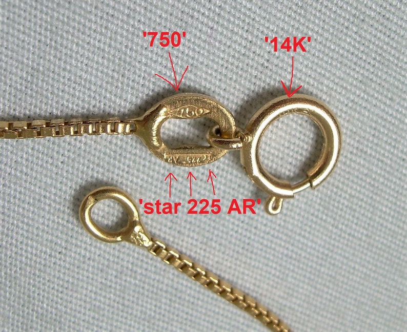 18k ITALIAN 153/4 BOX CHAIN Necklacevintage 18kt Solid Yellow Gold