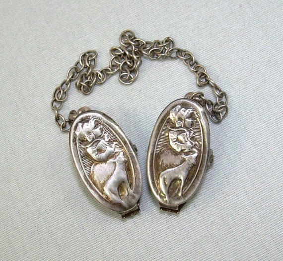 STERLING MARY Had A Little Lamb Chained Bib Clips… - image 1