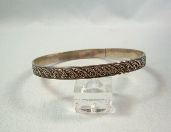 14.7g STERLING SCROLLS Bangle Bracelet-Vintage An… - image 4