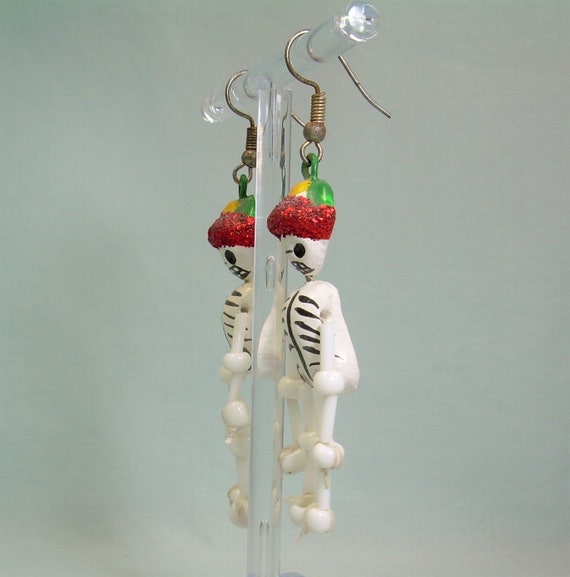 HANDMADE SKELETON Wire Hook Earrings-Vintage Cost… - image 5