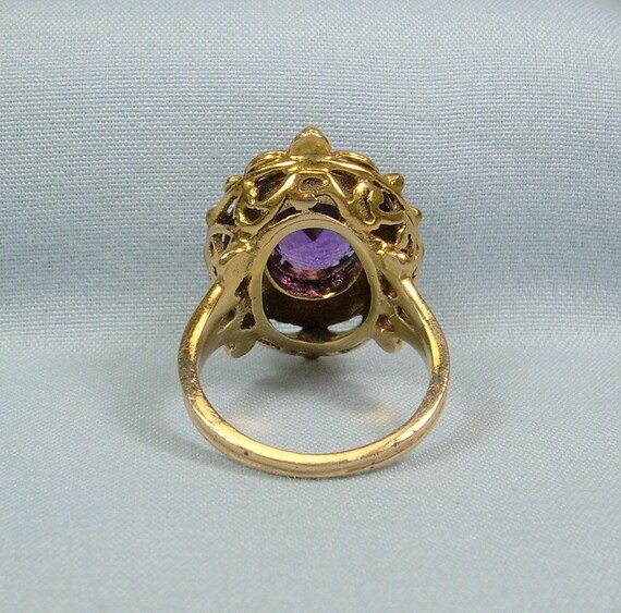 6.6g 14K AMETHYST & PEARL Ring Sz 5 to 5-1/4-Vint… - image 4