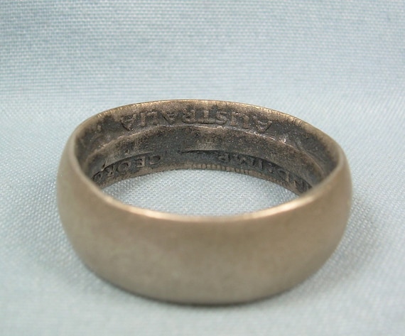 STERLING AUSTRALIAN Florin Coin Wide Band Ring Sz… - image 3