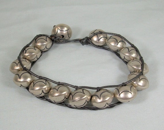 STERLING NATIVE BEADS Bracelet-Vintage 925 Silver… - image 3