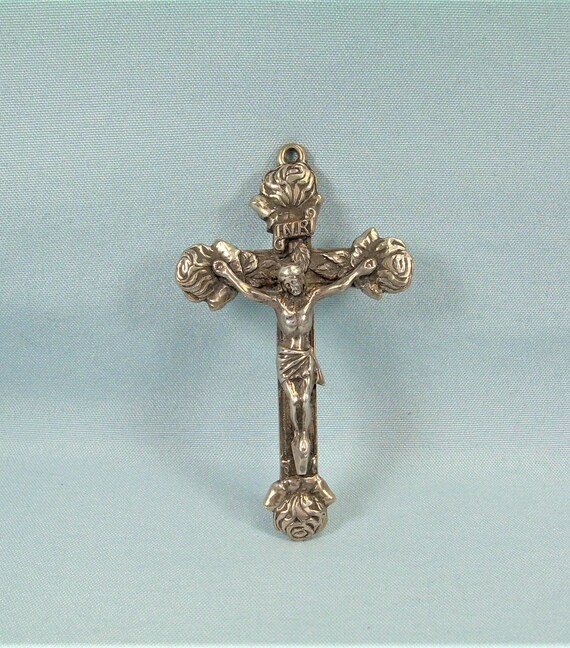 NECKLACE** CRUCIFIX PENDANT SALE **SOLID PEWTER /& BLACK ENAMEL CROSS