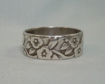 STERLING ELVEN ELVISH Script Love Ring Size 6 1 2 Vintage 925 Silver fusion Hallmark lord of the Realm Elf Fantasy Book Movie wide Band Etsy UK