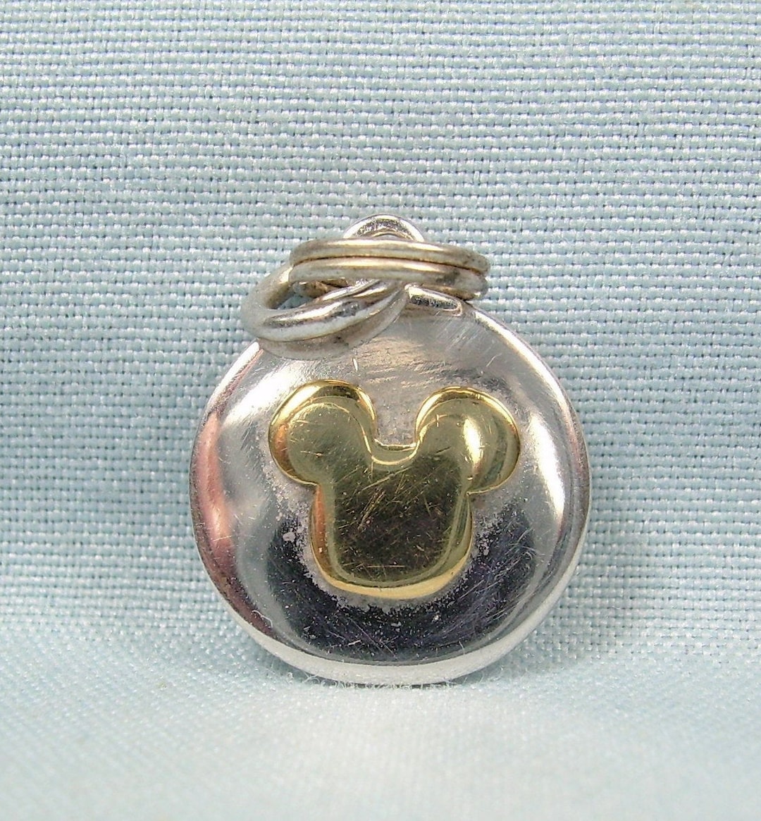 STERLING & GOLD MICKEY Mouse Ears Charm Pendant-vintage 925 Silver STERLING & GOLD MICKEY Mouse Ears Charm Pendant-vintage 925 Silver