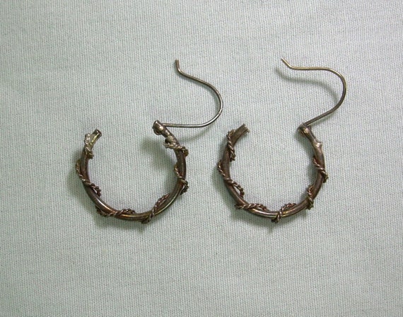 1" STERLING HOOPS Lever Wire Earrings-Vintage 925… - image 6