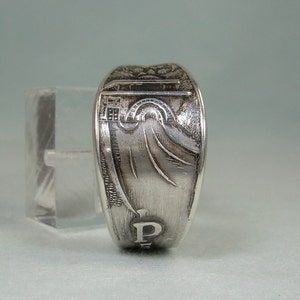 STERLING The Pennsylvania Turnpike Spoon Ring-Vintage 925 Silver-Bypass Wrap Band-PA Souvenir-Highway Road Travel-Adjustable Size